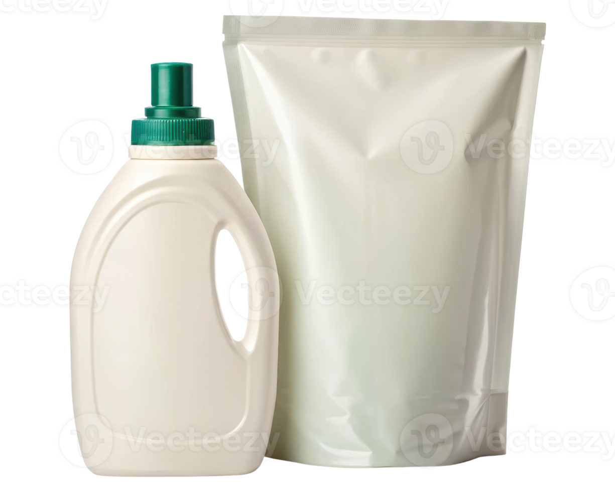 Eco-friendly laundry detergent in a recyclable package on a transparent background png