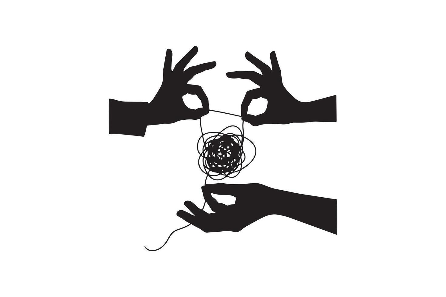 Messy Knot Problem Solving Symbol - Silhouette Art vector