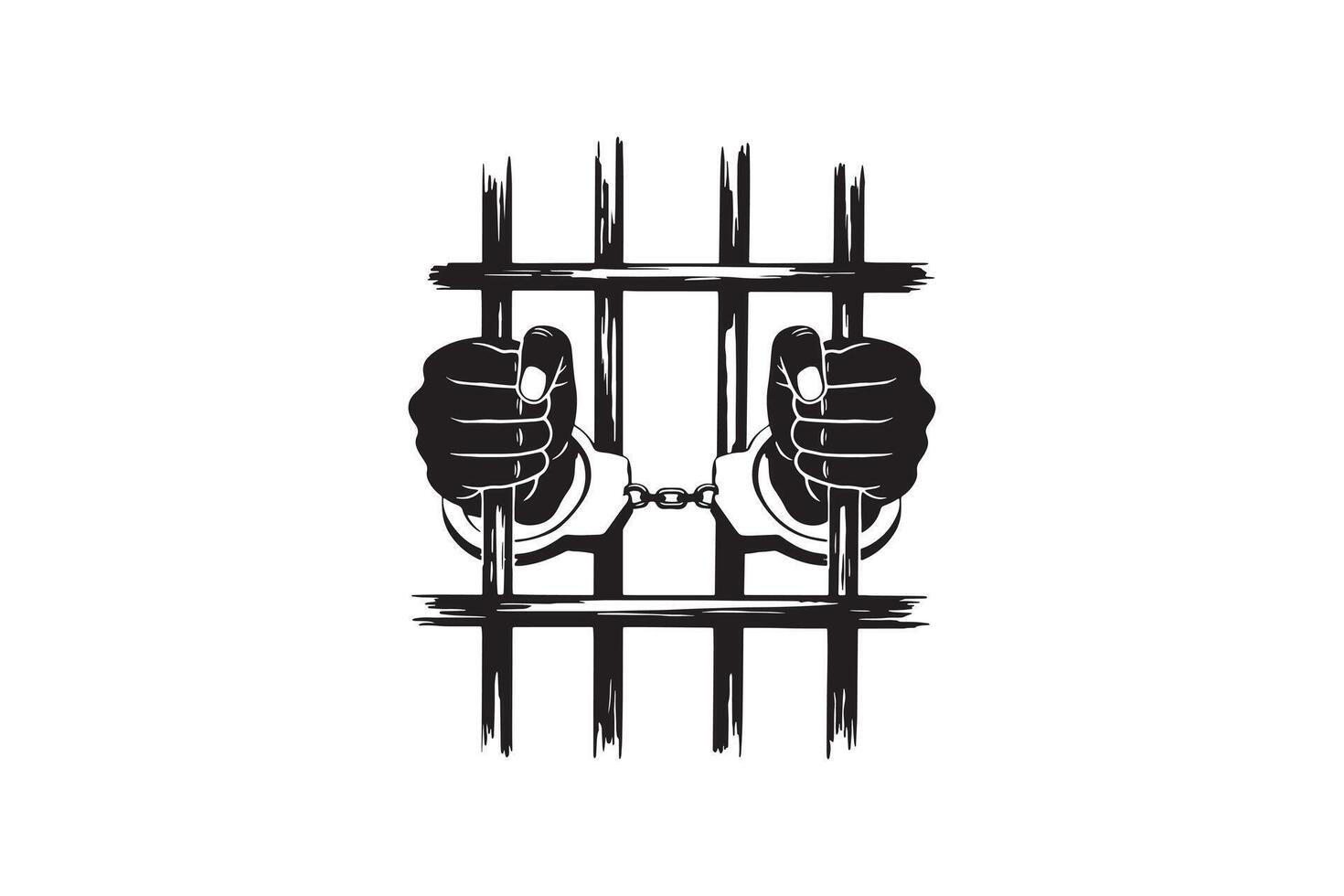 Prison Bars and Handcuffs Silhouette Symbol of Imprisonment vector