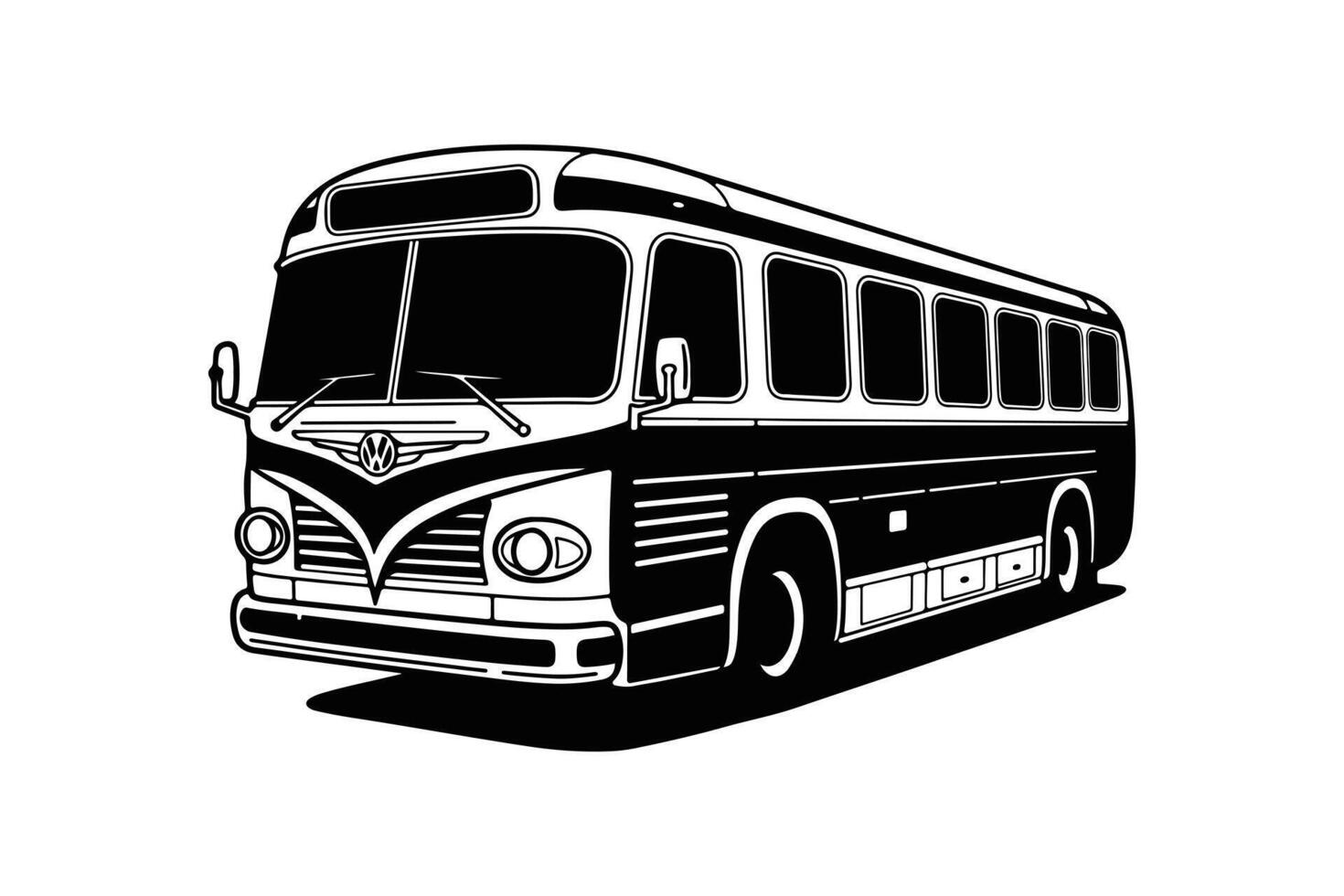 Antique Bus Silhouette Art Retro Bus Silhouette Illustration vector