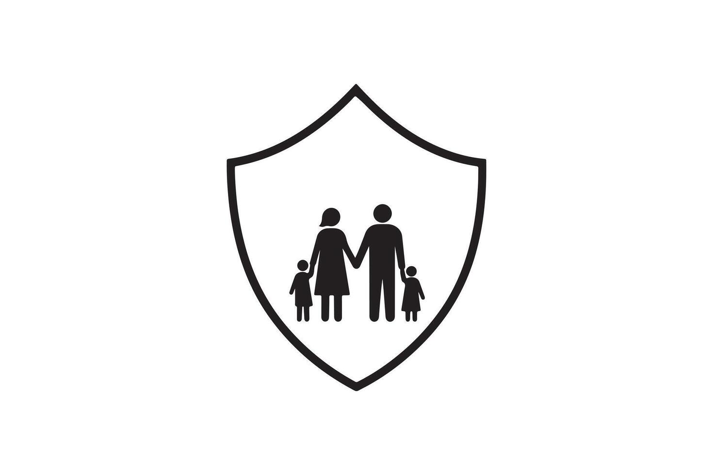 Family Protection Shield Silhouette Family Guard Illustration vector