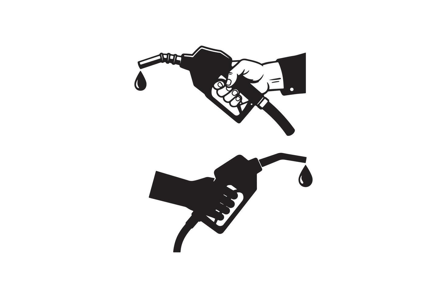 Black Silhouette of Gas Pump Nozzle Dripping Liquid vector