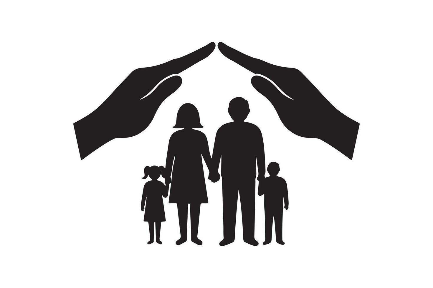 Silhouette Design of Family Care and Safety vector