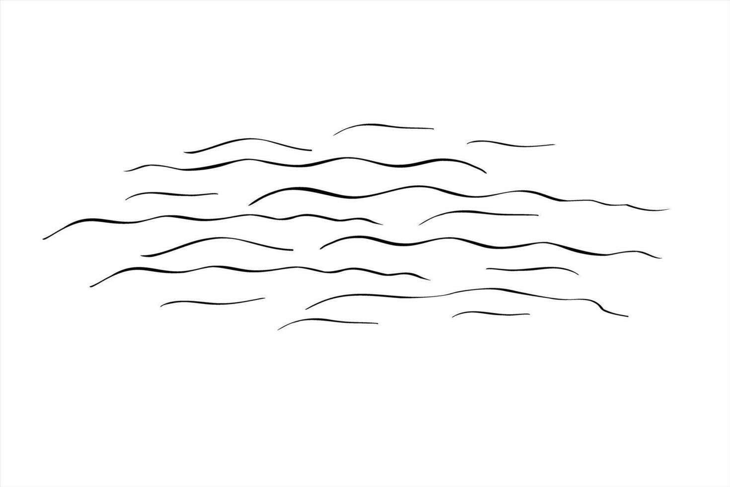 Abstract water waves isolated illustration painted by black inks. Monochrome rhythmic, schematic wavy lines minimalistic graphic sketch. for spa branding, eco friendly packaging, ocean decor vector