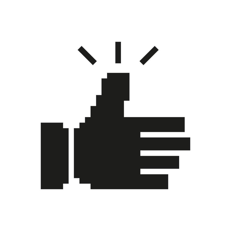 Thumbs Up Pixel Art Icon. Approval, Agreement, And Positive Feedback Symbol. Social Media And Communication. Isolated Illustration vector