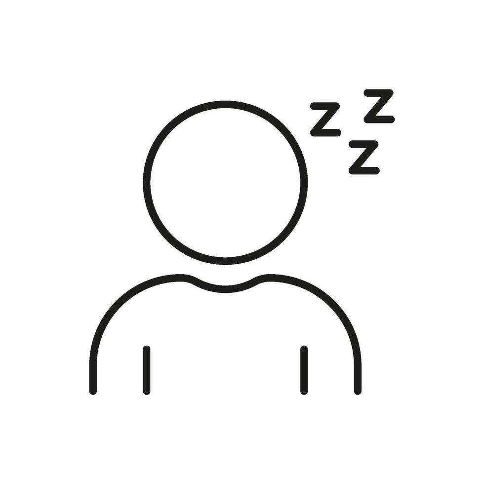 Person Sleeping Line Icon. Rest, Relaxation, And Sleep Symbol. Sleepy Human Figure With Zzzs. Editable Stroke. Isolated Illustration vector
