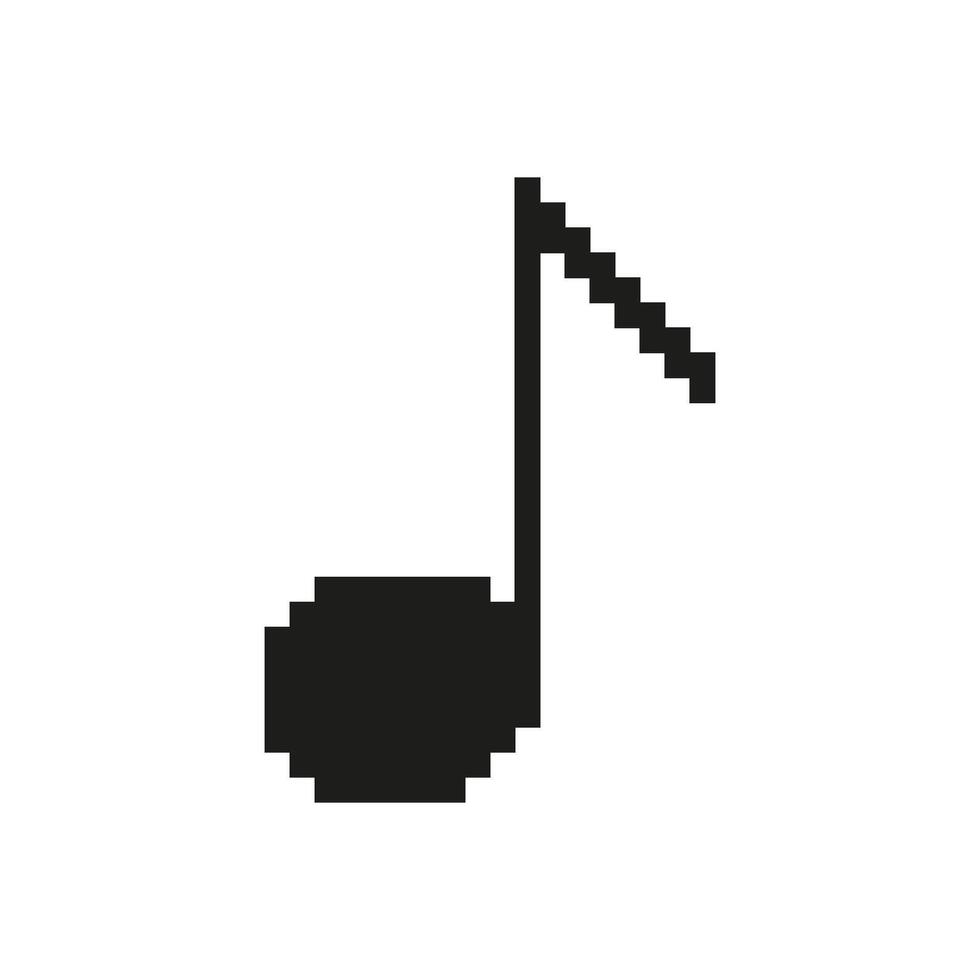 Musical Note Pixel Art Icon. Melody, Rhythm, And Sound Representation Symbol. Music Composition And Audio Design. Isolated Illustration vector