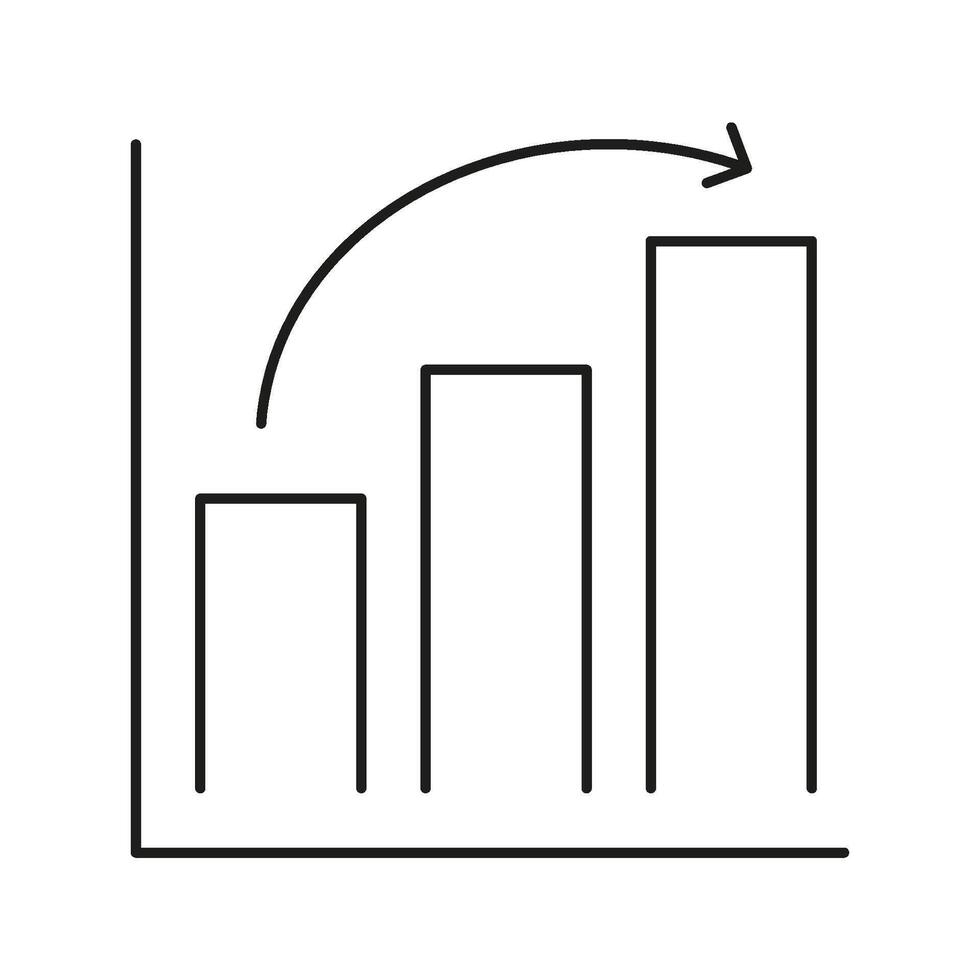 Bar Chart With Downward Arrow Line Icon. Business Decline, Financial Loss, And Market Downturn Outline Symbol. Economic Analysis And Trend Tracking. Editable Stroke. Isolated Illustration vector