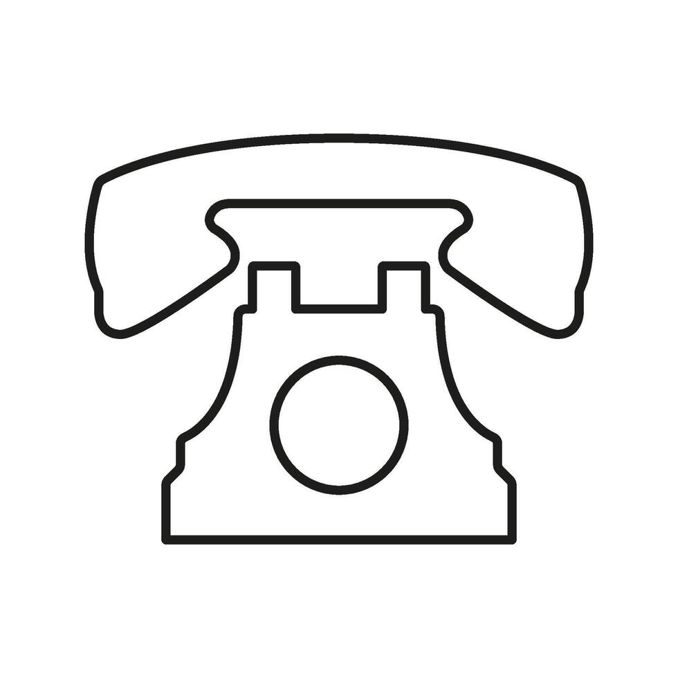Retro Rotary Telephone Line Icon. Vintage Communication Device Outline Symbol. Classic Telephone Design For Nostalgia And Connectivity Themes. Editable Stroke. Isolated Illustration vector