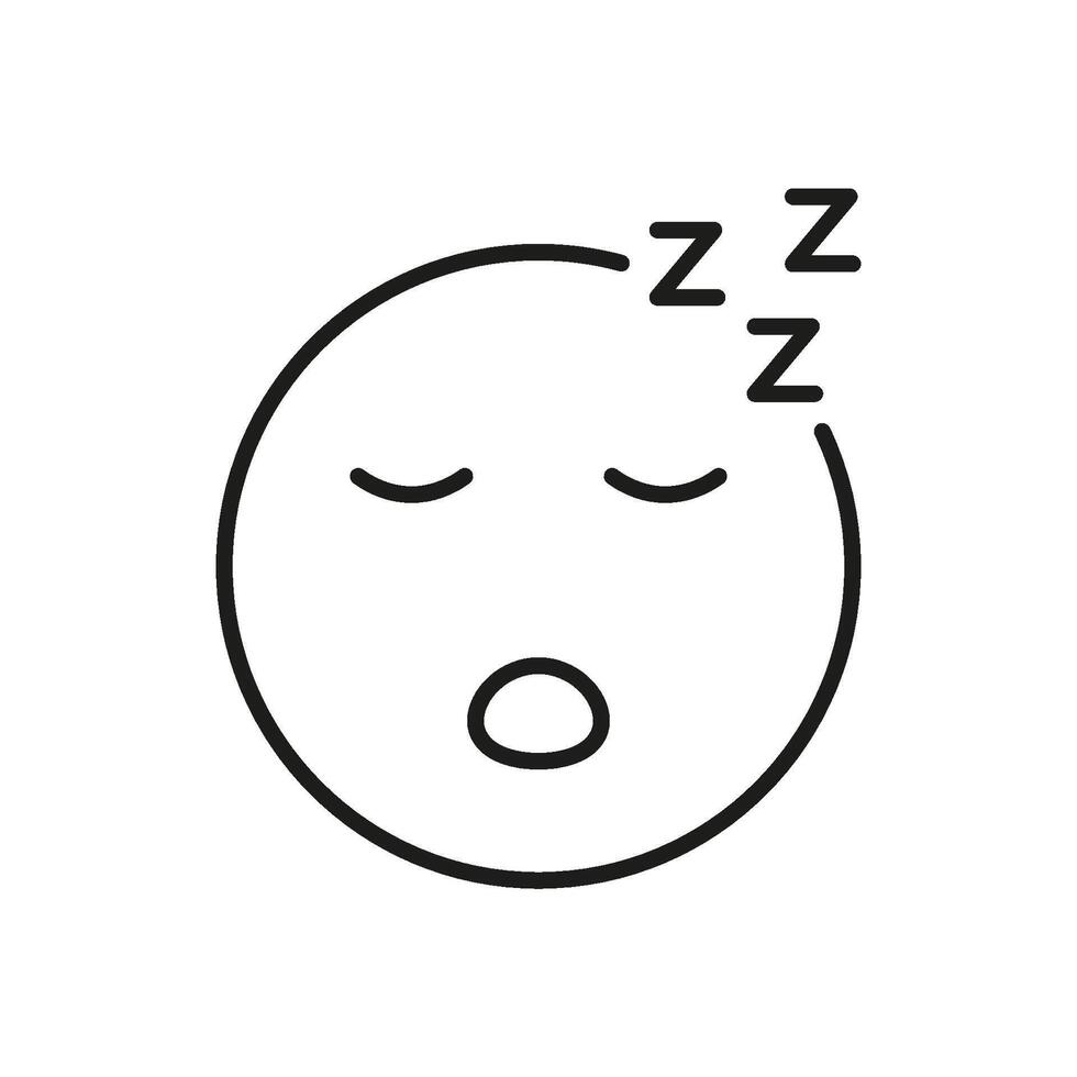 Sleeping Face With Zzz Line Icon. Rest, Sleep, And Relaxation Symbol. Tiredness, Nap, And Snooze Representation. Editable Stroke. Isolated Illustration vector
