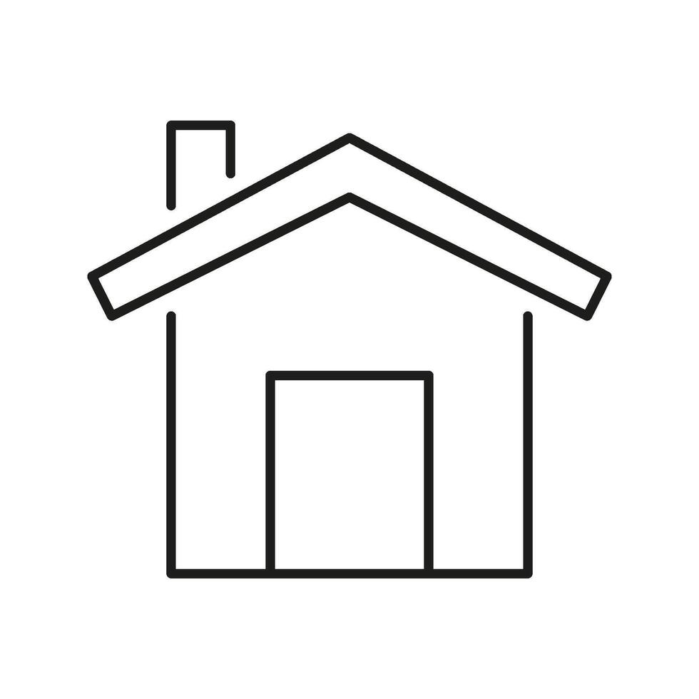 House With Chimney Line Icon. Residential Building, Home Ownership, And Real Estate Outline Symbol. Architecture And Housing Concept. Editable Stroke. Isolated Illustration vector