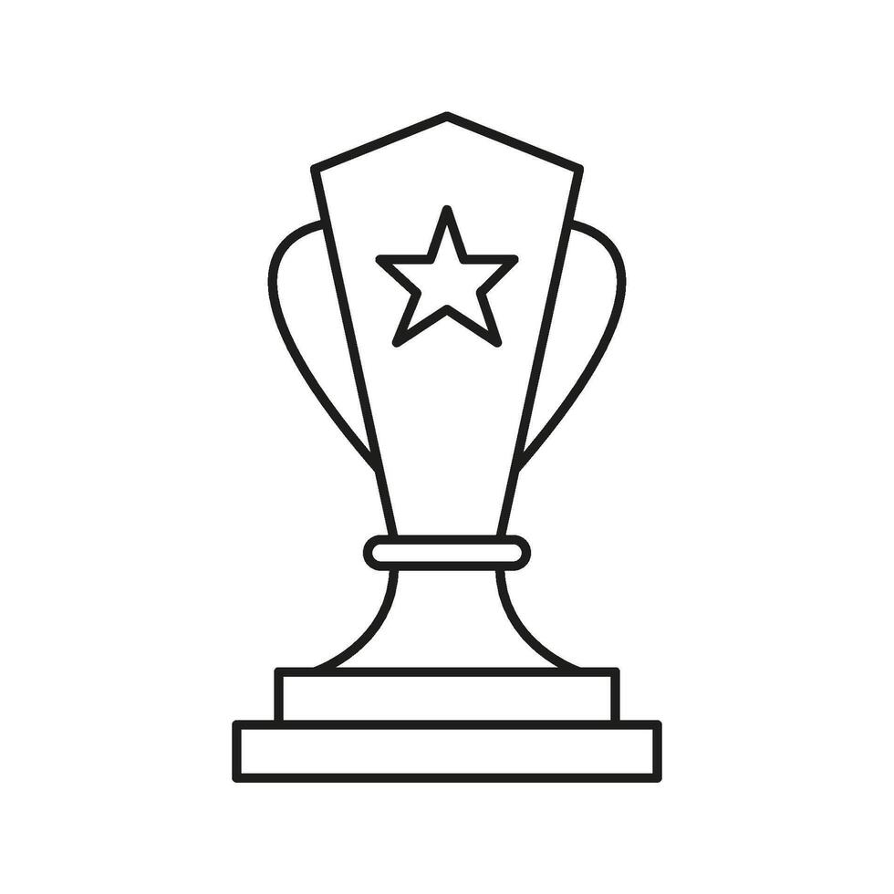 Trophy With Star Line Icon. Achievement, Excellence, And Award Recognition Outline Symbol. Success And Victory Celebration. Editable Stroke. Isolated Illustration vector