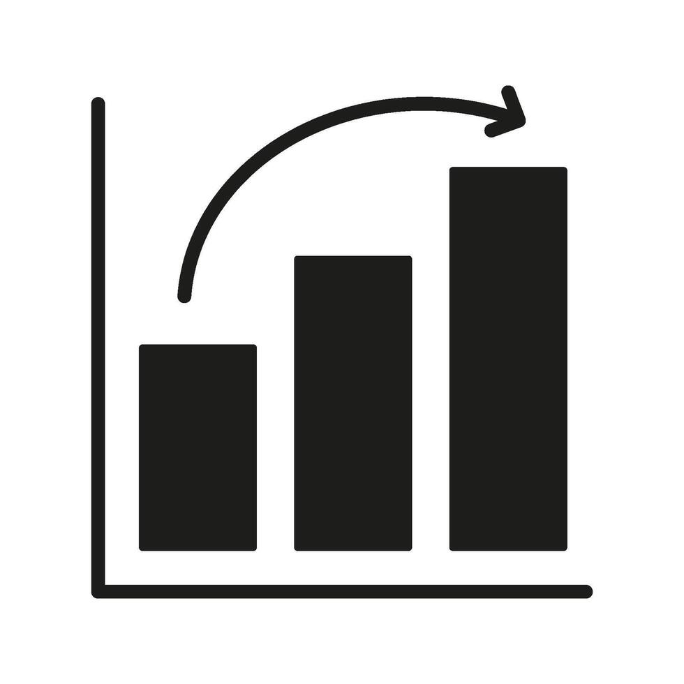 Bar Chart With Downward Arrow Solid Icon. Financial Decline, Economic Downturn, And Business Loss Silhouette Symbol. Market Analysis And Trend Evaluation. Isolated Illustration vector