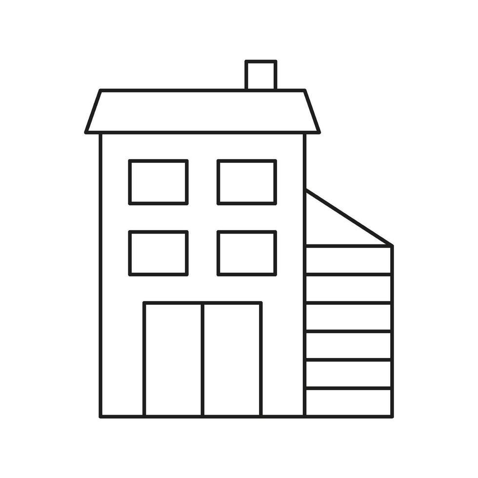 House With Garage Line Icon. Residential Building And Home Architecture Outline Symbol. Real Estate, Property Development, And Urban Living Concept. Editable Stroke. Isolated Illustration vector