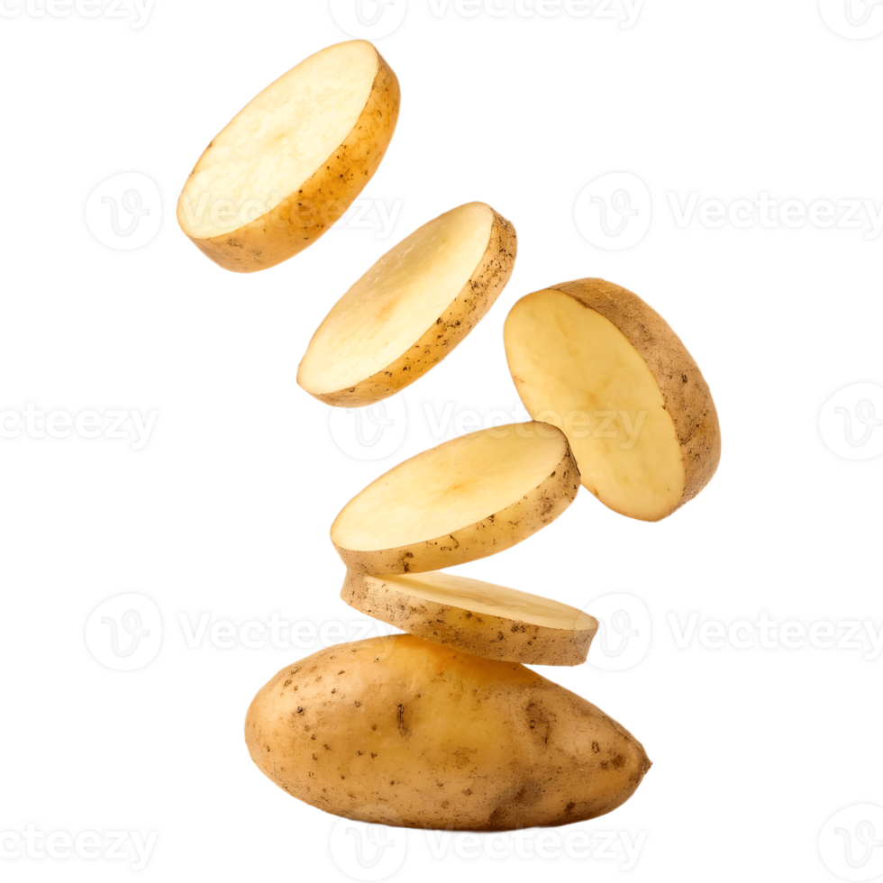 Falling Potato Slices Isolated on Transparent Background background png