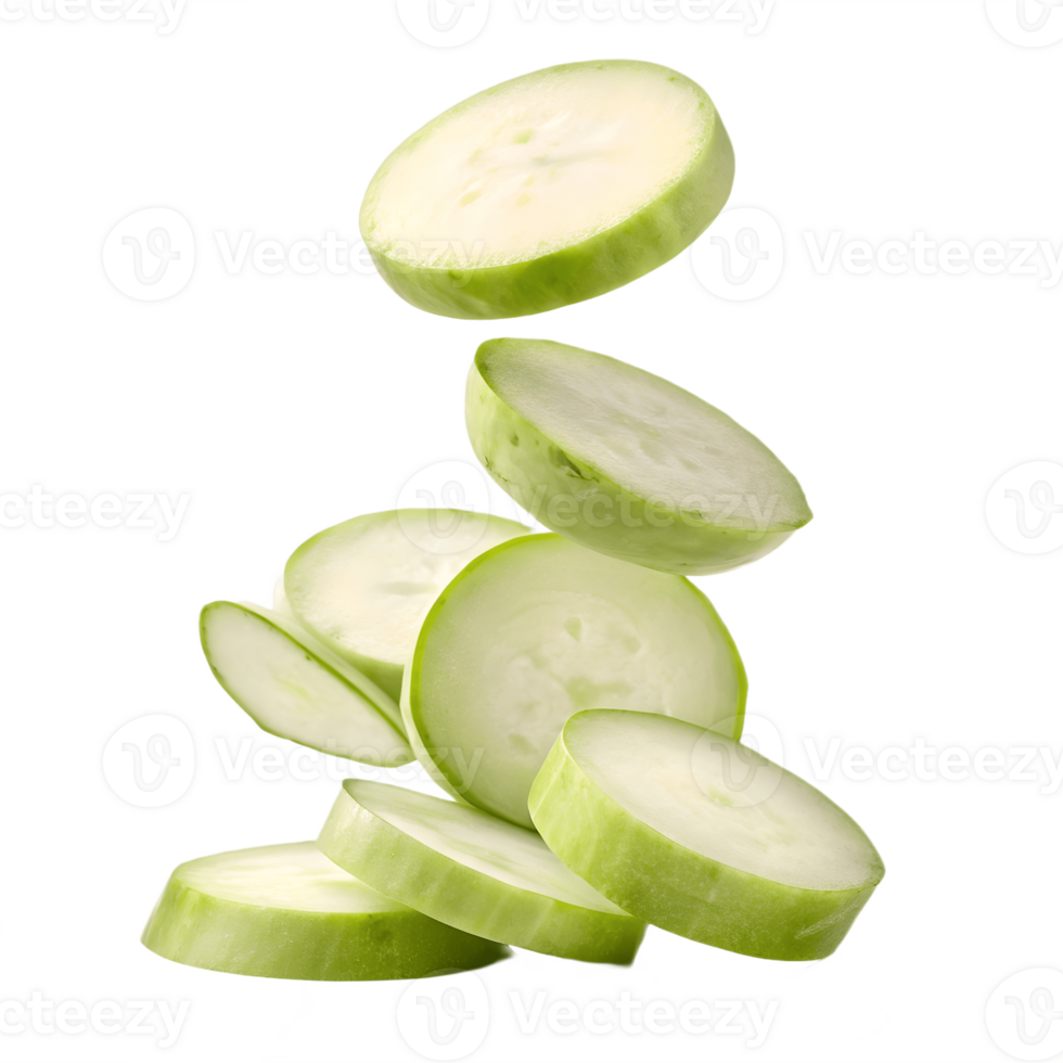 Falling Kohlrabi Slices Isolated on Transparent Background png