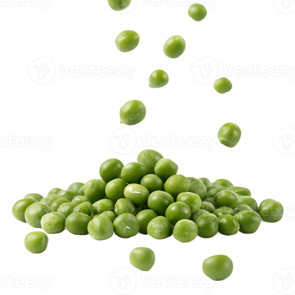Fresh Green Peas Falling and Piling Up on Transparent Background png