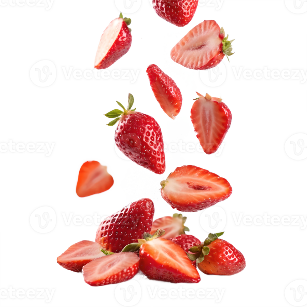 Falling Strawberries Isolated on Transparent Background strawberry png