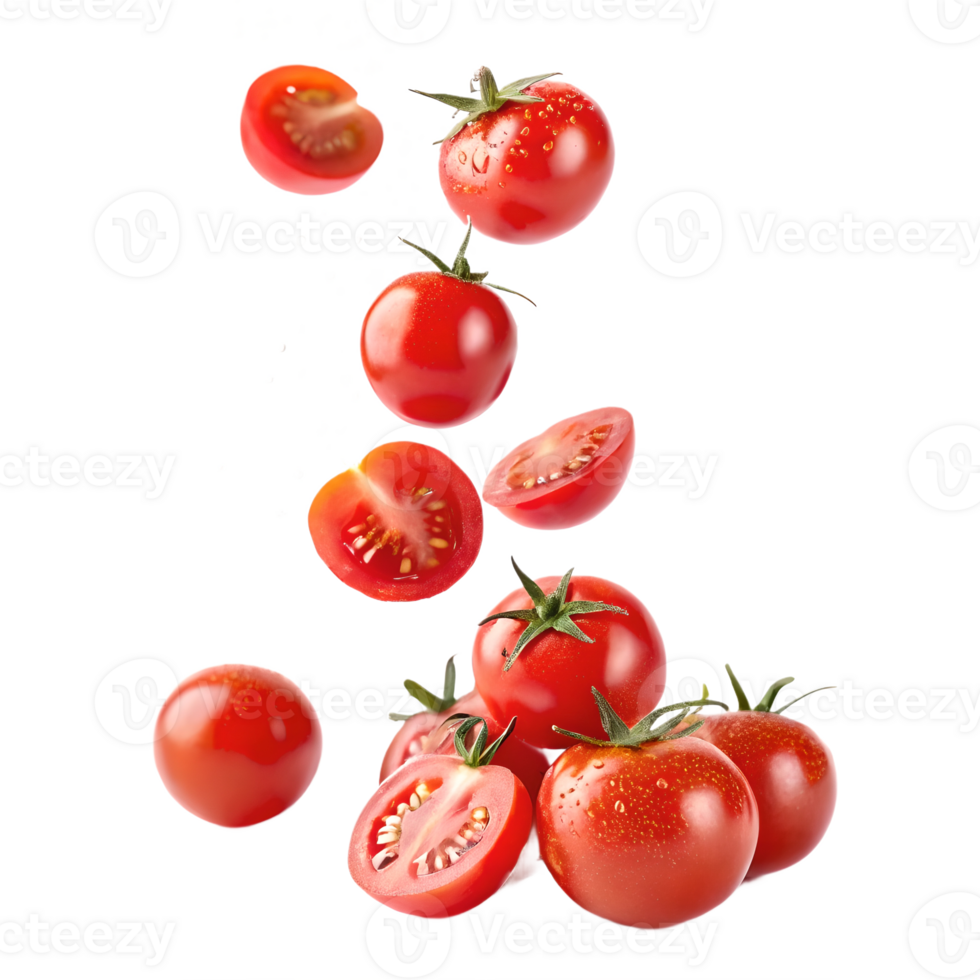Falling Cherry Tomatoes Studio Shot Transparent Background png