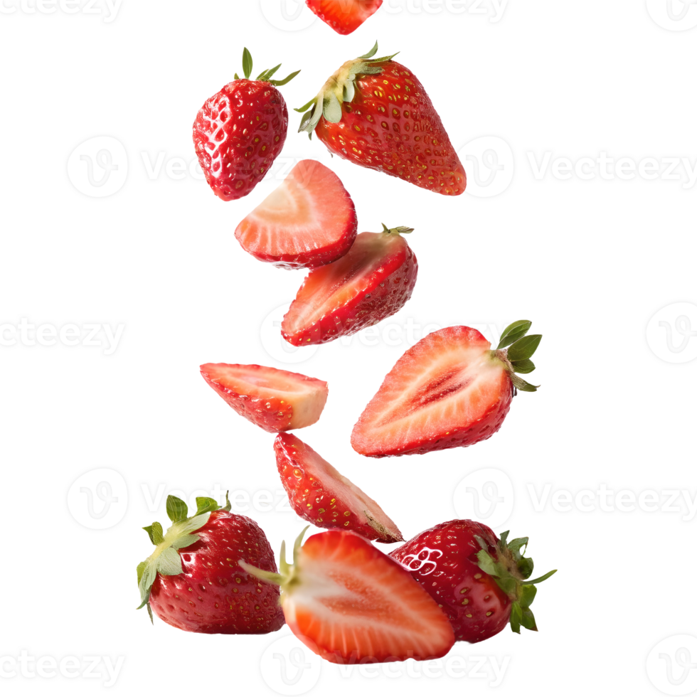 Falling Strawberries Isolated on Transparent Background food png