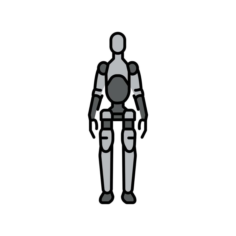 Humanoid robot color line icon for digital and print projects. vector