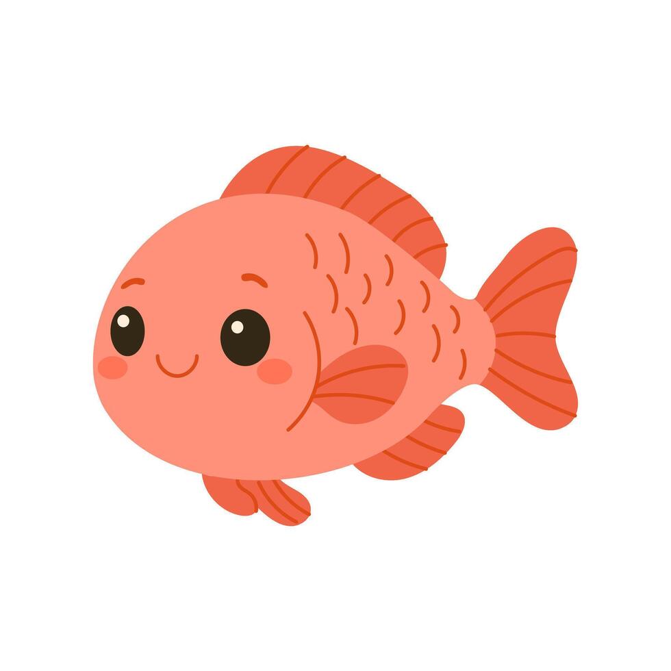 A cartoon fish with a big smile on its face. The fish is orange and has a black mouth vector