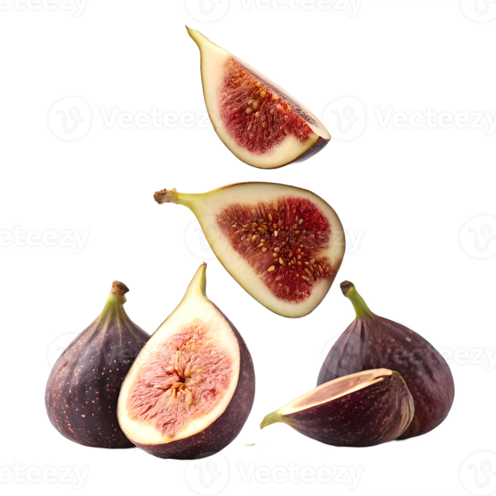 Fresh Figs Falling in Mid Air Isolated on Transparent Background png