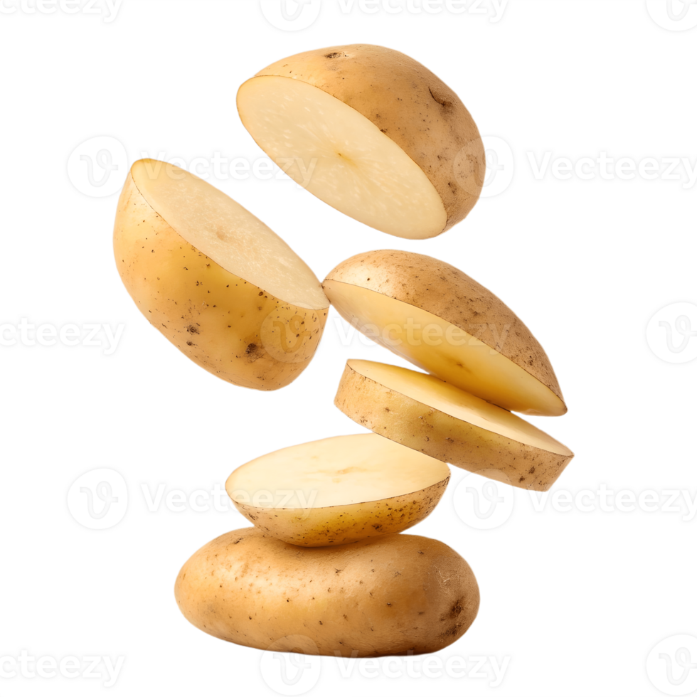 Falling Potato Slices Isolated on Transparent Background isolated png