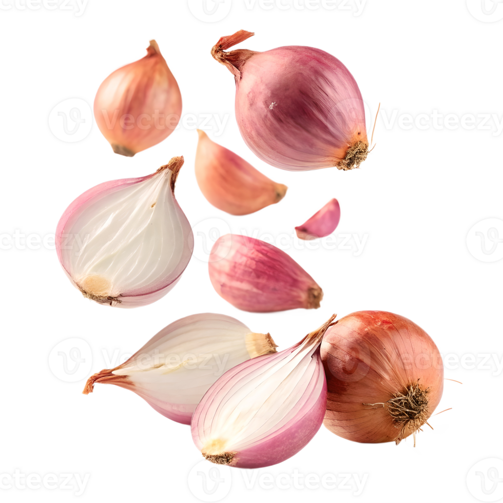 Floating Shallots Isolated on Transparent Background png