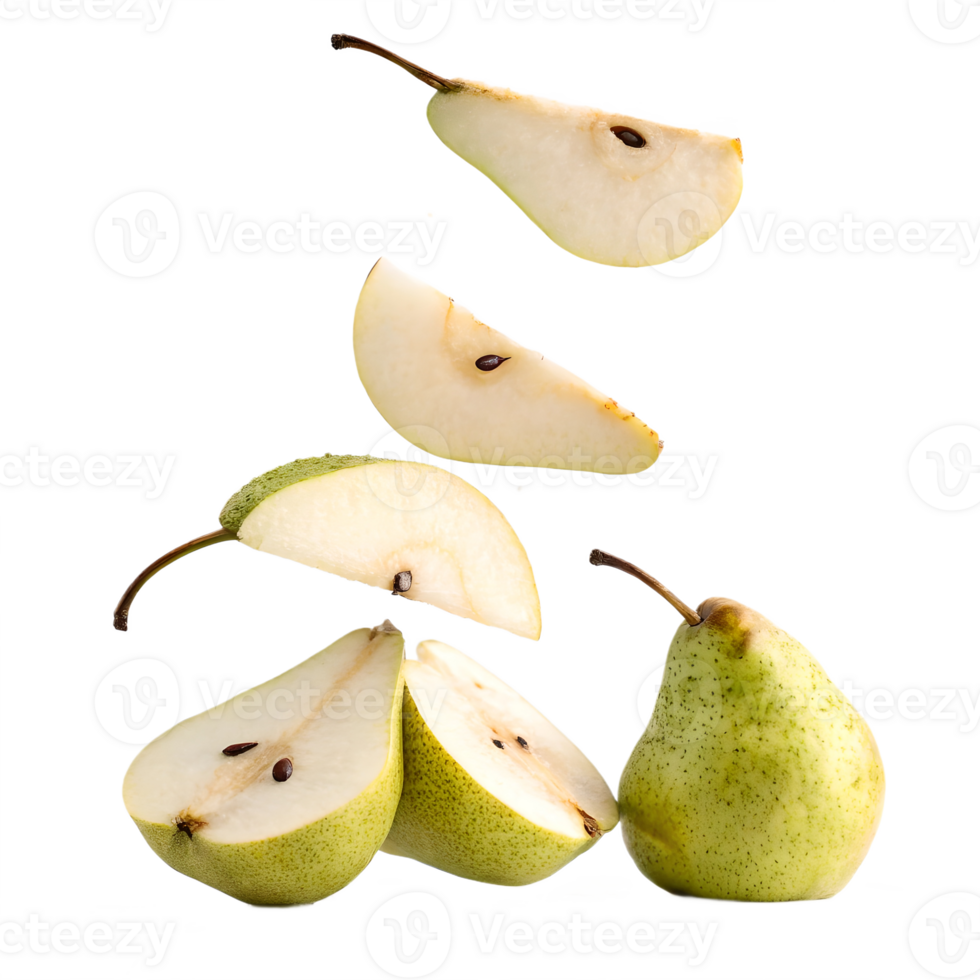 Falling Pears Slices Isolated on Transparent Background png