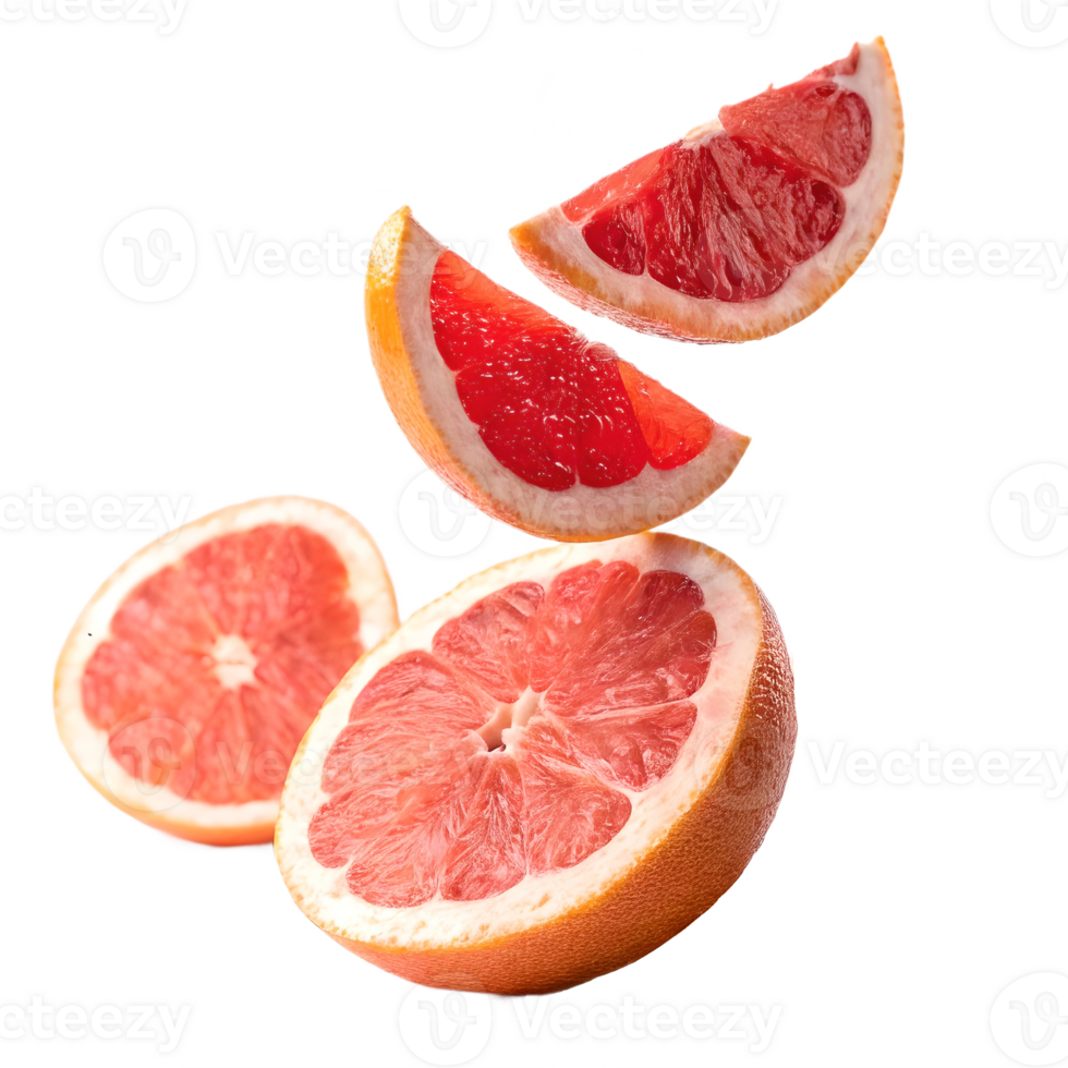 Floating Grapefruit Slices Against Transparent Background png
