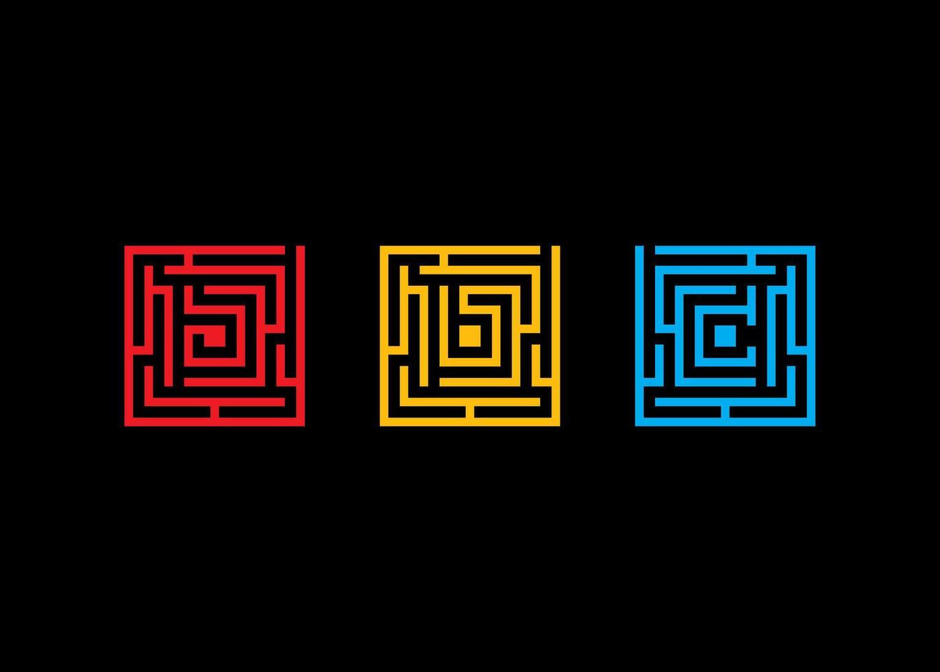 initial abc with labiryn idea logo design vector