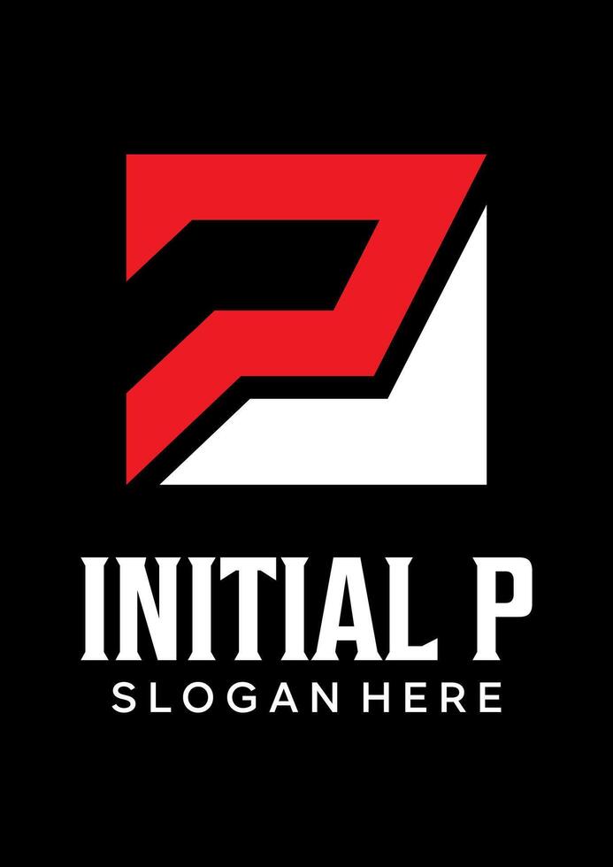 initial P box idea logo design vector