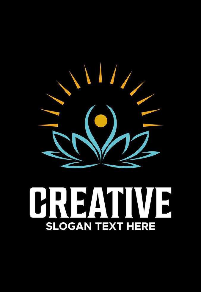 lotus with people idea logo design vector