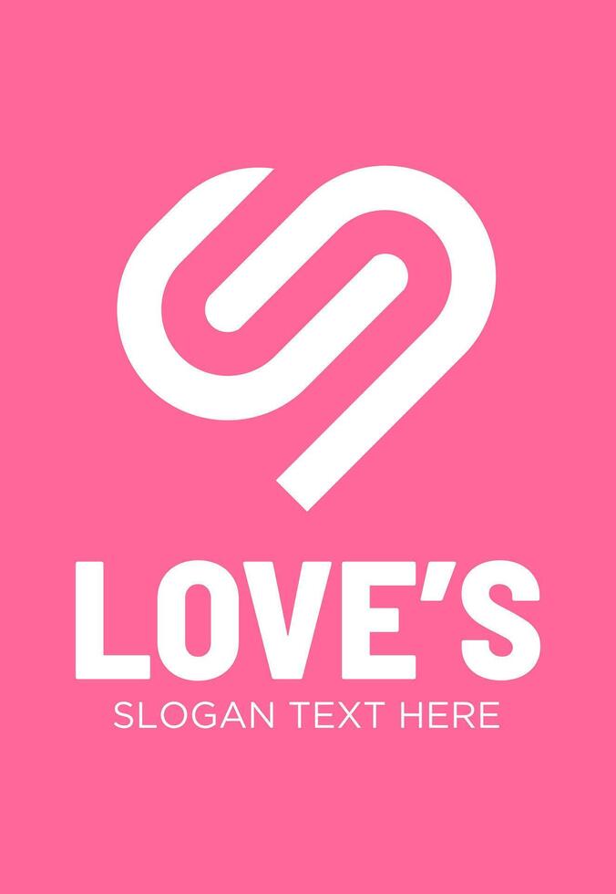 initial C S with love idea logo design vector