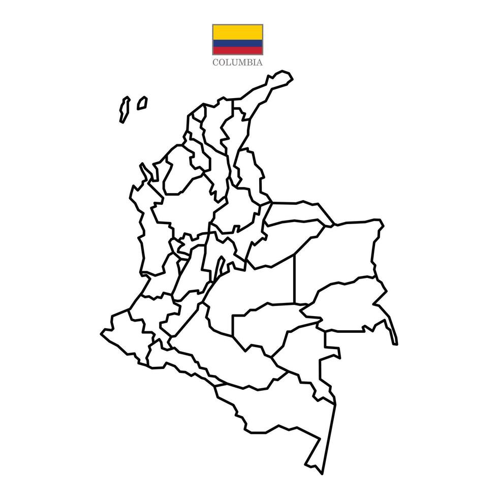 Illustration of a map of Columbia divided into states and territories. White flat design isolated on a white background. Highly detailed illustration south america vector