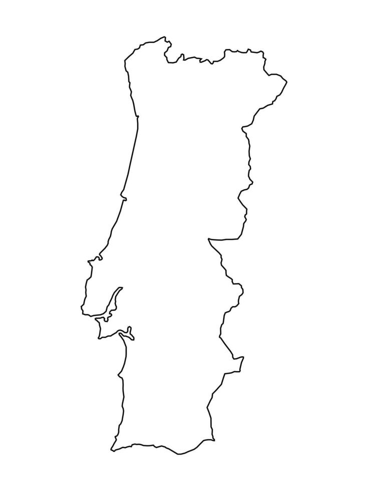 Map of portugal territories, featuring states and borders. An outline design without regions, isolated on a white background. Highly detailed illustration map Europe vector