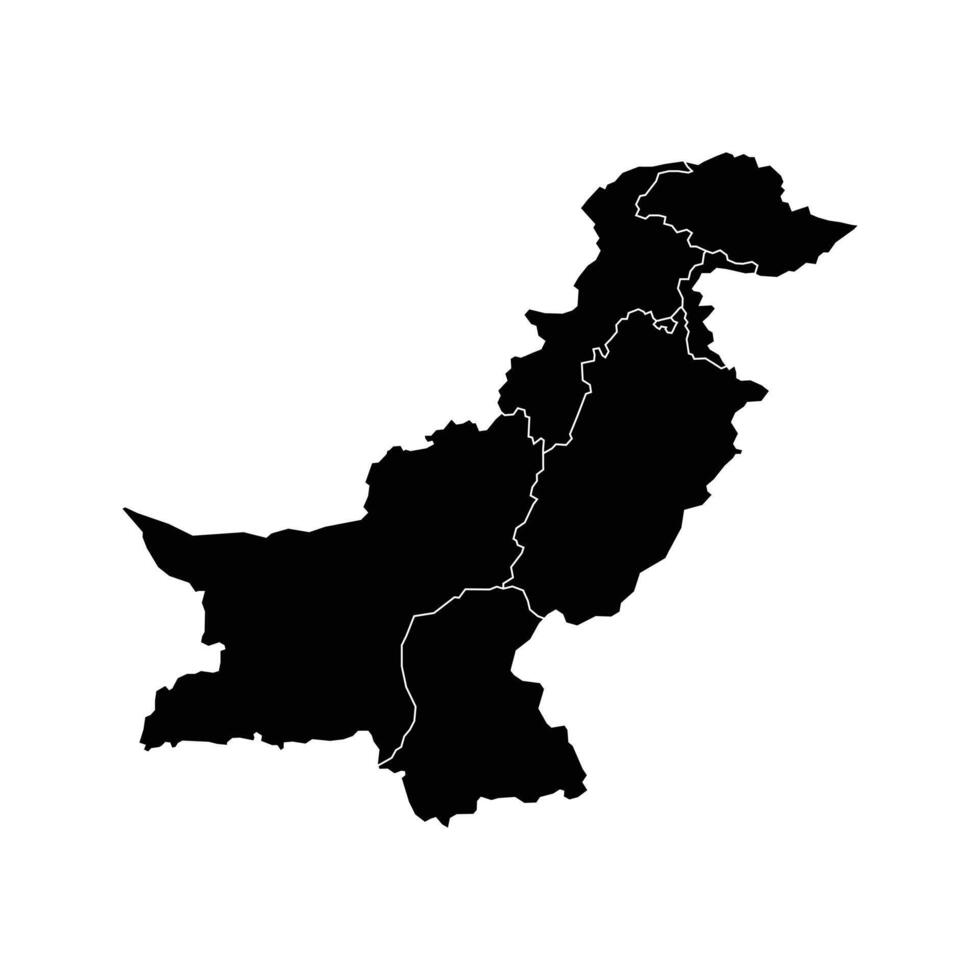 Illustration of a Pakistan divided into states and territories. White flat design isolated on a white background. Highly detailed illustration Middle East vector