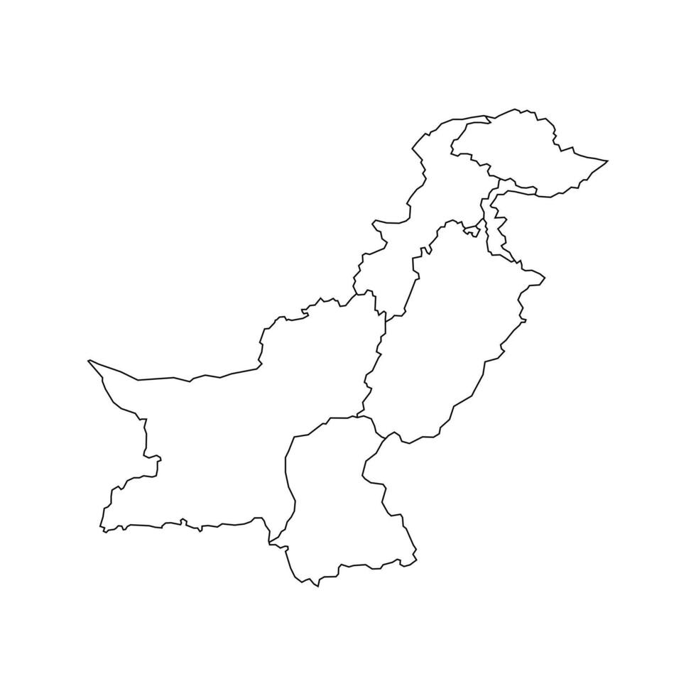 Map of Pakistan territories, featuring states and borders. An outline design with regions, isolated on a white background. Highly detailed illustration Middle East vector