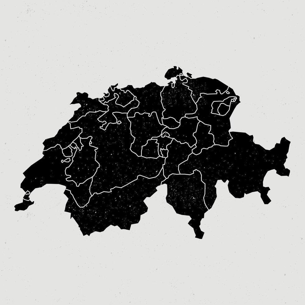 Vintage illustration of a map of Switzerland territories. Whie flat map with borders on a white background. Highly detailed map Europe vector