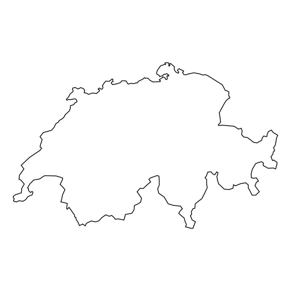 Map of Switzerland territories, featuring states and borders. An outline design without regions, isolated on a white background. Highly detailed illustration map Europe vector
