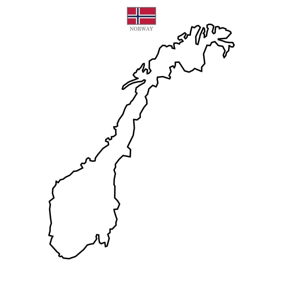 Map of Norway territories, featuring states and borders. An outline design without regions, isolated on a white background. Highly detailed illustration map Europe vector