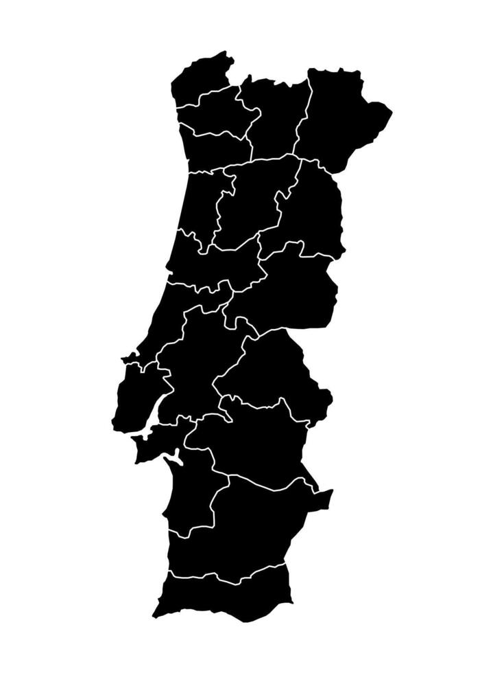 Illustration of a map of portugal territories. White flat design isolated on a white background. Highly detailed illustration map Europe vector