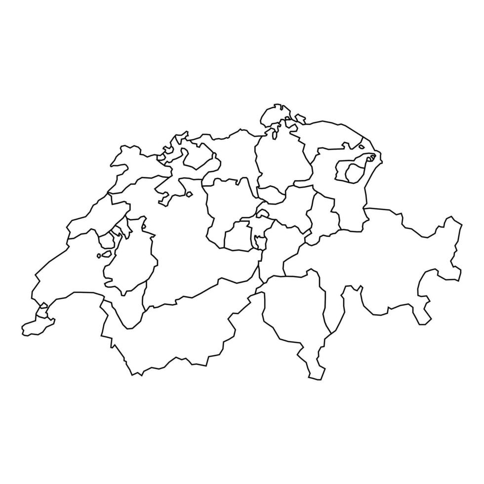 Illustration of a map of Switzerland divided into states and territories. White flat design isolated on a white background. Highly detailed illustration map Europe vector