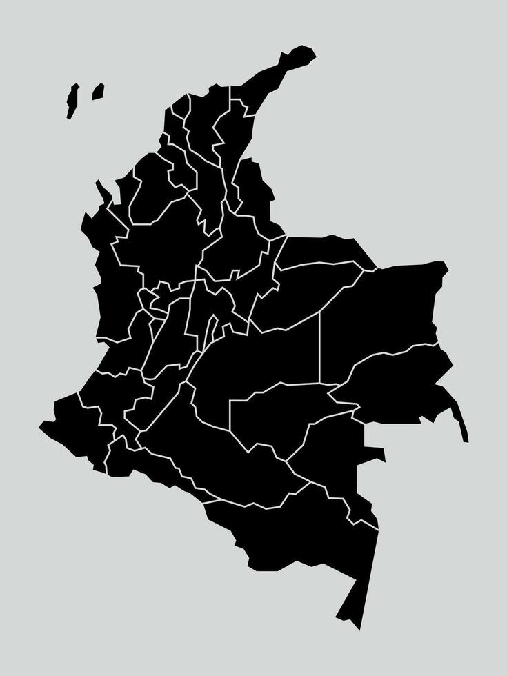 Illustration of map of Columbia divided into states and territories. White flat design isolated on a white background. Highly detailed illustration south america vector