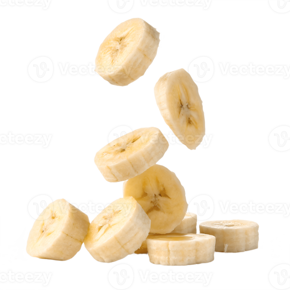 Falling Banana Slices on Transparent Background png