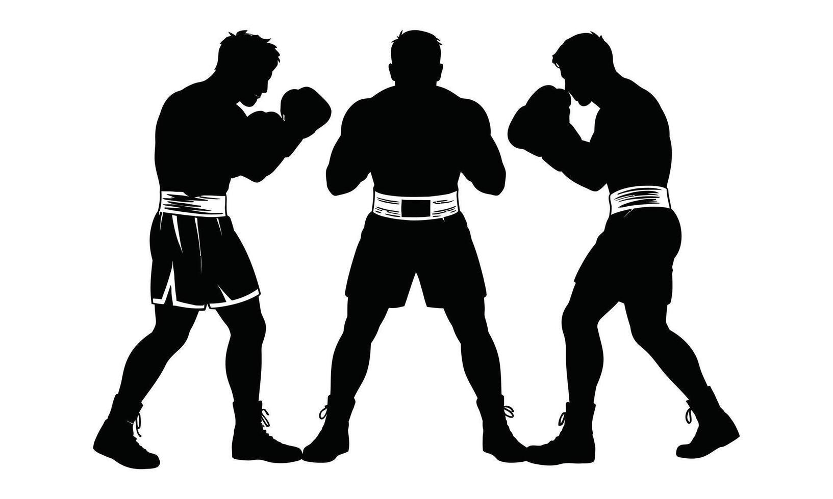 black and white illustration of three boxer vector