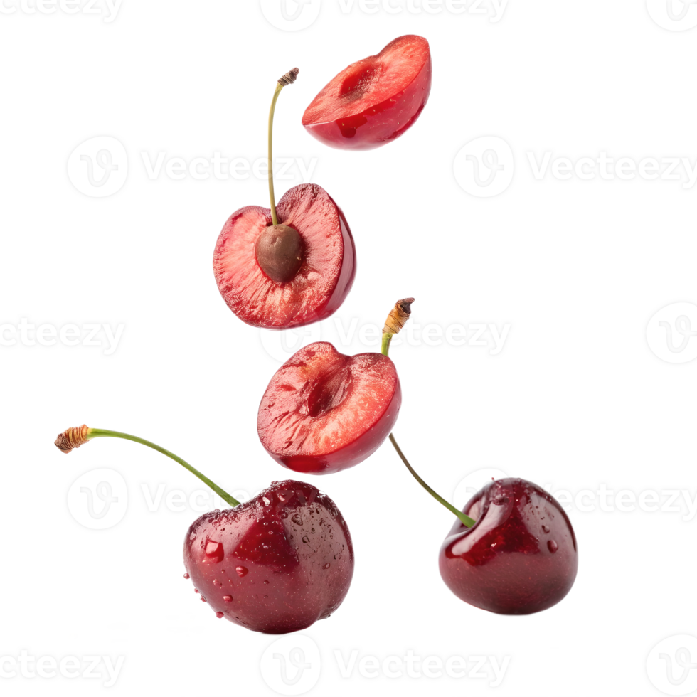 Falling Cherries Studio Shot Transparent Background png