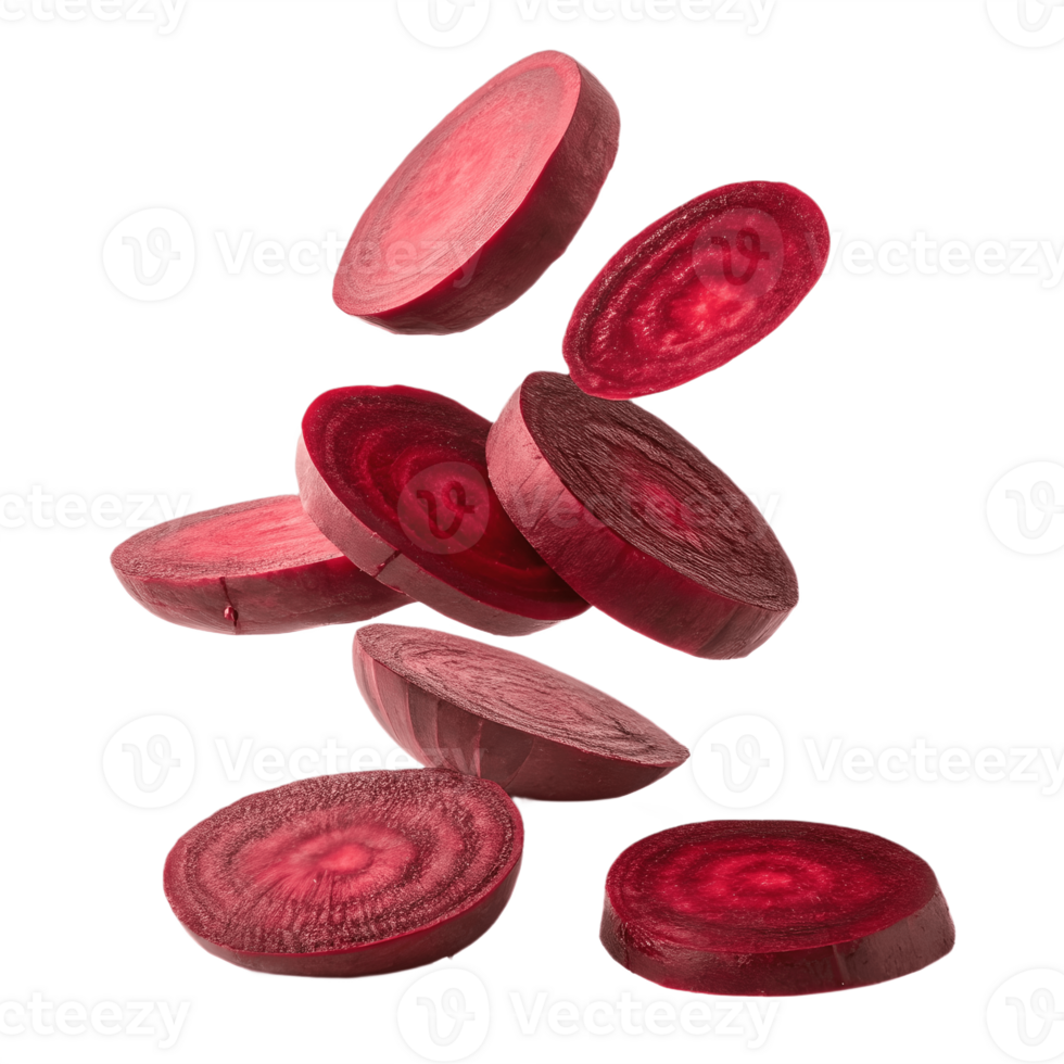 Falling Beet Slices Studio Shot Transparent Background png