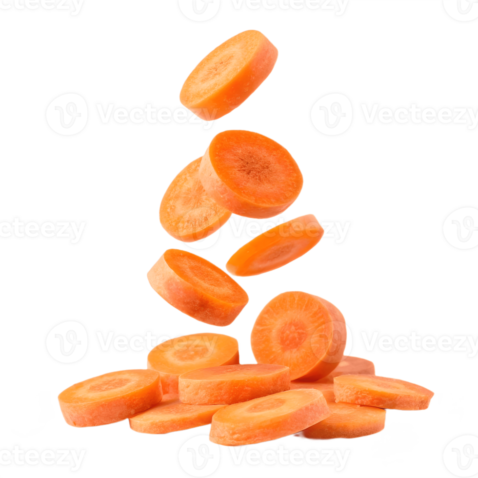 Falling Carrot Slices Isolated on Transparent Background png